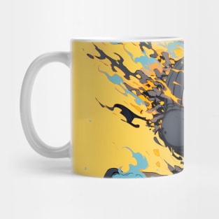 Skeleton with headphones and flames Mug